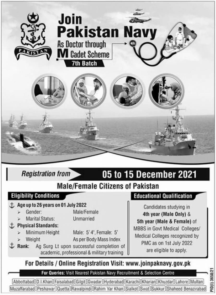 Join Pakistan Navy as a medical professional - apply before December 15 