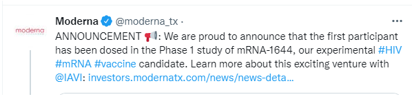 Moderna initiates its first clinical trial for HIV vaccine