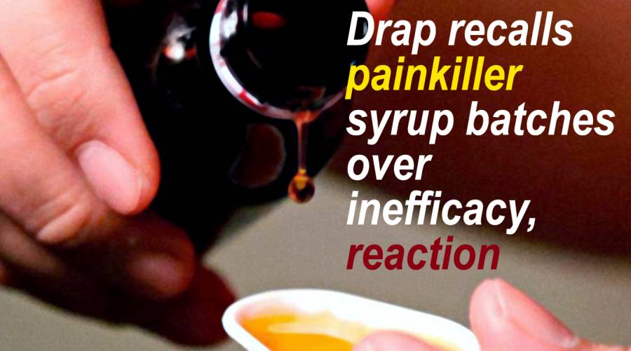 Drap recalls painkiller syrup batches over inefficacy, reaction 