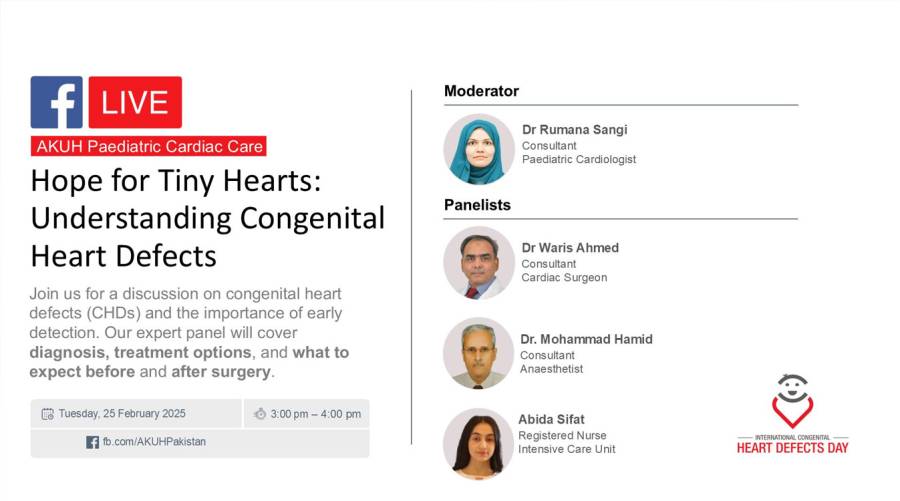 AKUH hosts a Facebook Live session titled \'Hope for Tiny Hearts: Understanding Congenital Heart Defects\' with expert cardiologists and medical professionals.