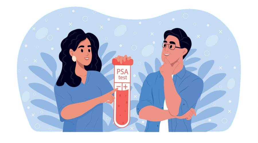 Doctor performing PSA blood test for prostate cancer screening