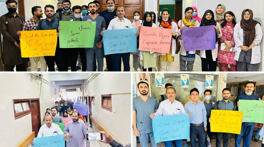 YDA Karachi protest against canal projects and corporate farming.
