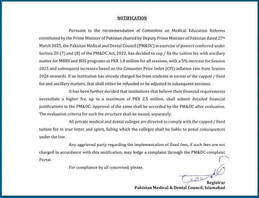 PMDC links MBBS tuition fee hike to CPI inflation: A risky decision for future doctors