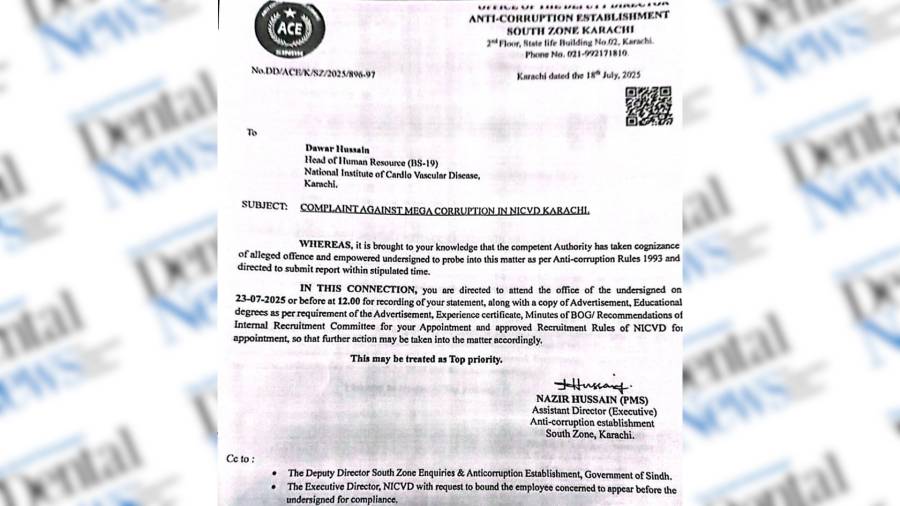 NICVD Karachi faces scrutiny over PKR 40 billion corruption allegations as anti-corruption investigation intensifies