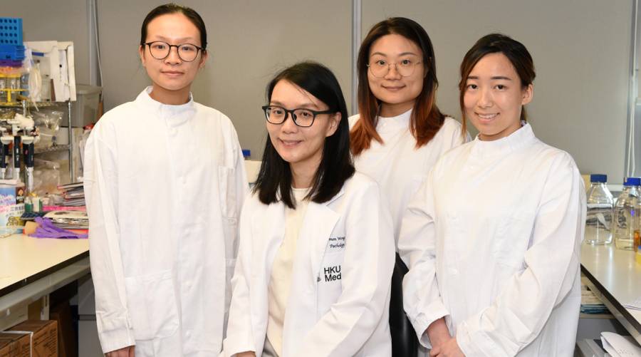 The research team, led by Professor Carmen Wong Chak-lui (second left), has discovered a novel therapeutic application for atorvastatin, a widely used cholesterol-lowering drug, which could become a powerful new weapon in the fight against liver cancer.