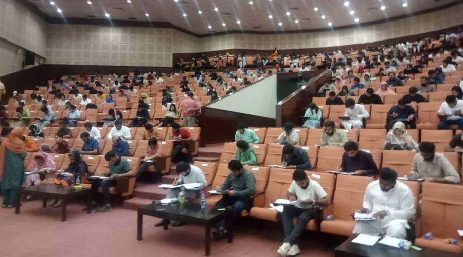 File photo of candidates appearing for National Registration Examination for foreign medical and dental graduates in Pakistan.