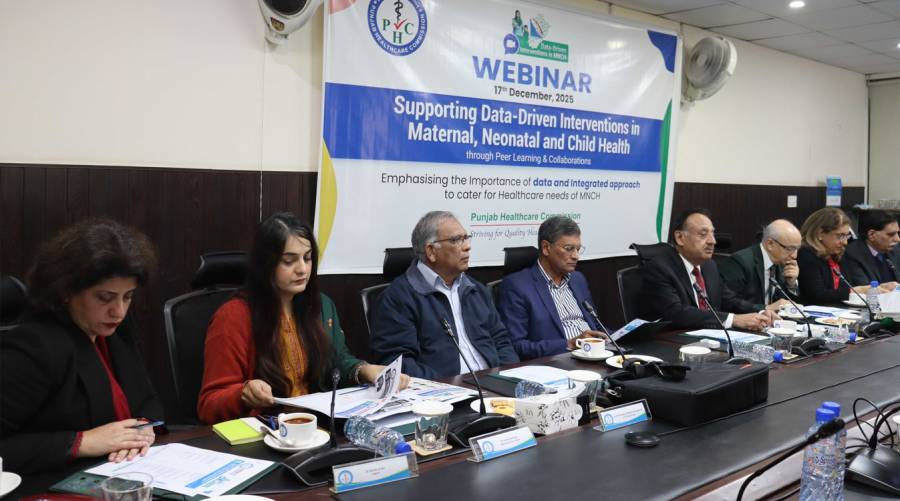 Experts speaking at a PHC webinar on data driven maternal neonatal and child health interventions in Pakistan.