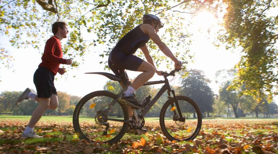 Comparison of cycling and running as cardio exercises for heart, joint, and muscle health.
