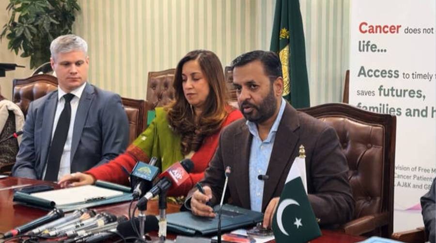Federal Health Minister Mustafa Kamal signs a historic agreement with Roche to provide free cancer medicines under the public-private partnership.