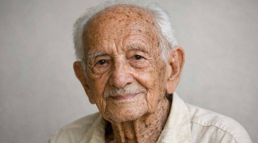 Elderly Brazilian centenarian representing healthy aging and longevity research