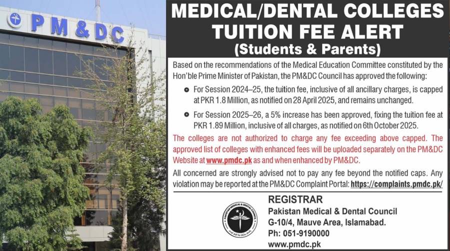 Despite PMDC’s 2025-26 fee limit of PKR 1.89M for MBBS and BDS, many private medical colleges are charging higher tuition. Students and parents report violations and demand regulatory action.