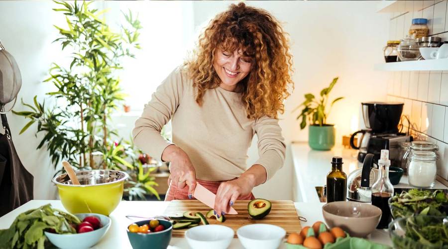 Mediterranean-style eating with vegetables, whole grains, and olive oil for healthy aging.