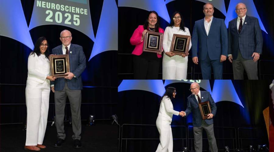 Dr. Sadaf Ahmed being honored with the Science Educator Award 2025 at SfN Annual Meeting, San Diego.