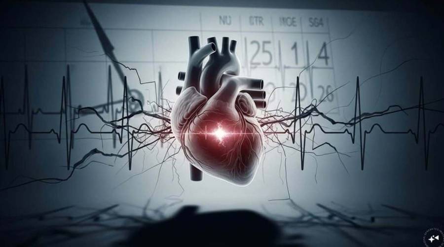 Medical illustration representing the rise of heart attack deaths among young adults and the growing concern among cardiologists.