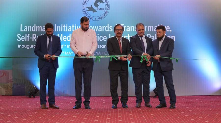 Officials and healthcare industry representatives at the launch ceremony of Pakistan’s first national medical device industry institute in Islamabad.