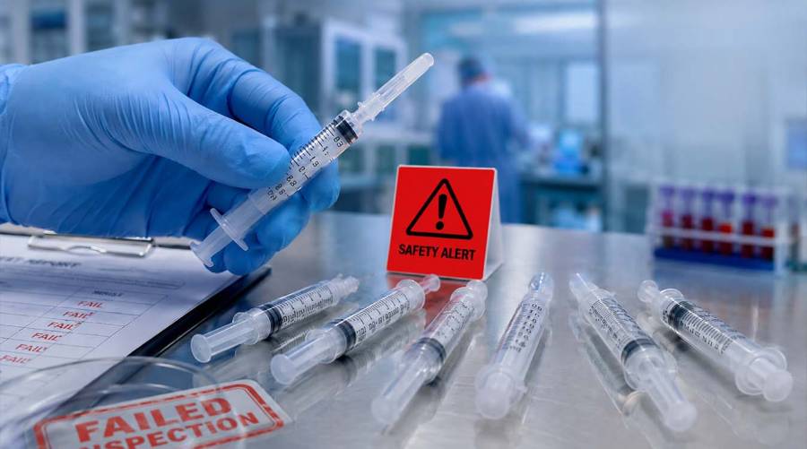 Disposable syringes declared substandard in Sindh after laboratory testing found failures in auto-disable and reuse-prevention safety mechanisms.