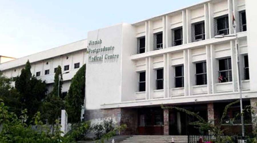 JPMC Karachi hospital building with inquiry committee formed after viral washroom birth allegation and official denial of incident.