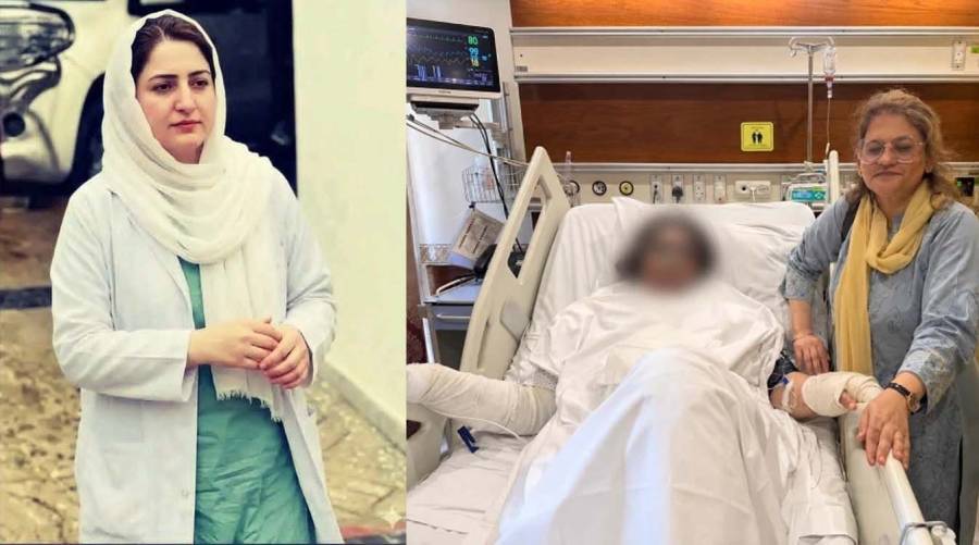 Dr Mah Noor receives specialized reconstructive treatment in Karachi after sustaining facial injuries in an acid attack in Quetta.