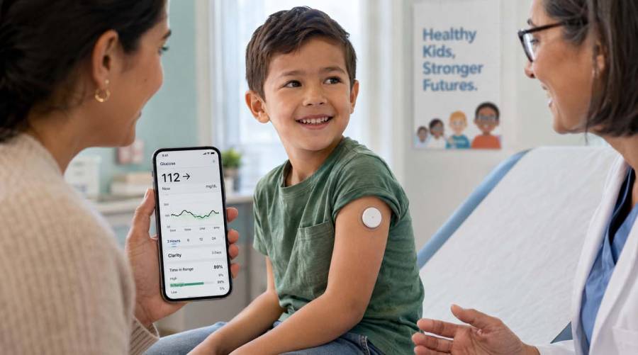 FDA-approved Dexcom Stelo continuous glucose monitor system enabling over-the-counter real-time glucose tracking for children aged 2 and above.
