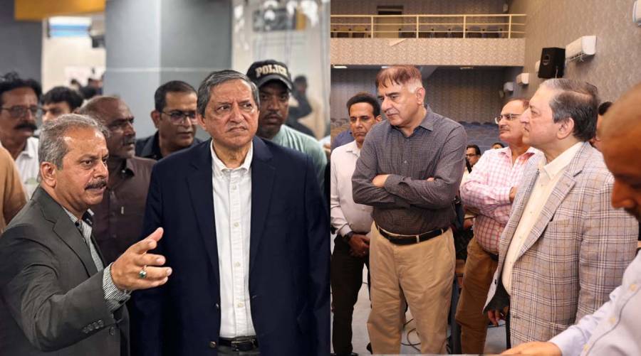Senator Saleem Mandviwalla and Poverty Eradication Initiative representatives hand over ICU beds, surgical equipment, and medical supplies to Jinnah Hospital Karachi and Civil Hospital Karachi.