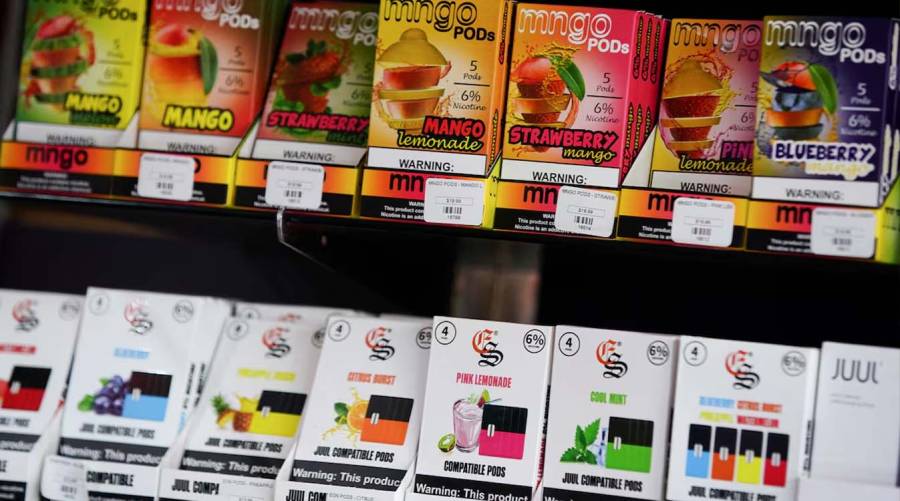 Flavored vape cartridges are pictured for sale at a shop in Atlanta, Georgia, U.S., September 26, 2019.
