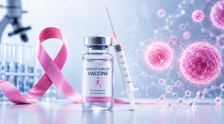 Conceptual illustration of an experimental next-generation mRNA vaccine developed by Iranian scientists for breast cancer immunotherapy.