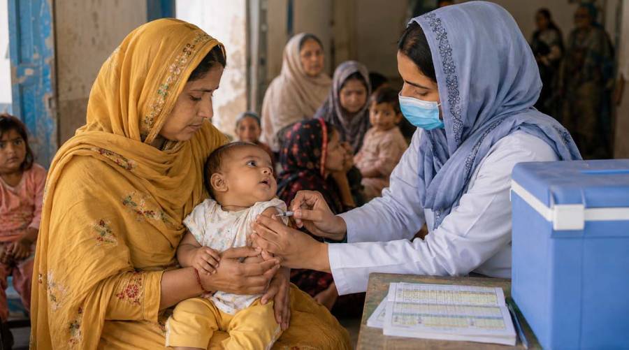 WHO and UNICEF report highlights global childhood vaccination progress and Pakistan's estimated 500,000 zero-dose children.
