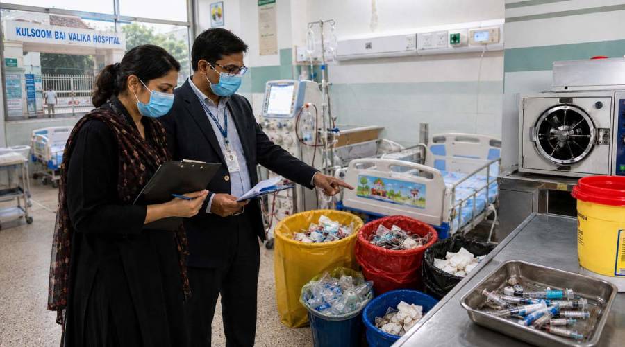 Sindh Health Care Commission conducts a follow-up inspection at Kulsoom Bai Valika Hospital in Karachi to assess infection prevention and control measures after the HIV outbreak.