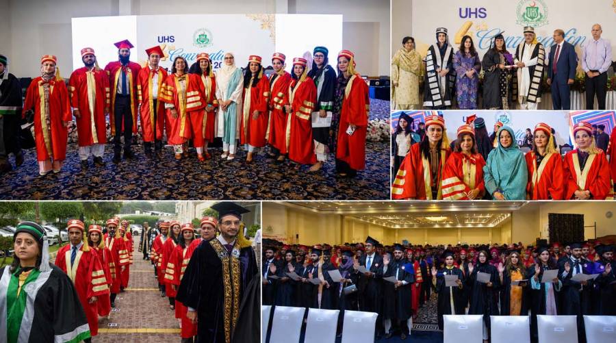 Punjab Health Minister Khawaja Salman Rafique awards degrees to postgraduate graduates during the University of Health Sciences fourth convocation in Lahore.