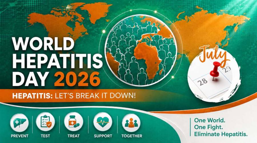 World Hepatitis Day 2026 awareness campaign promoting hepatitis testing, vaccination and treatment to reduce liver disease and improve global public health.
