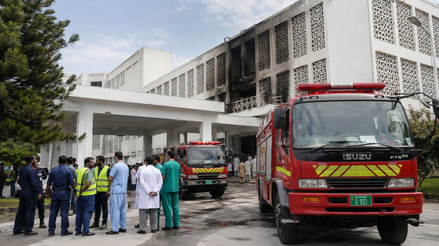 PIMS hospital in Islamabad after a fire killed 14 newborns as lawmakers and investigators examine fire safety and emergency response.